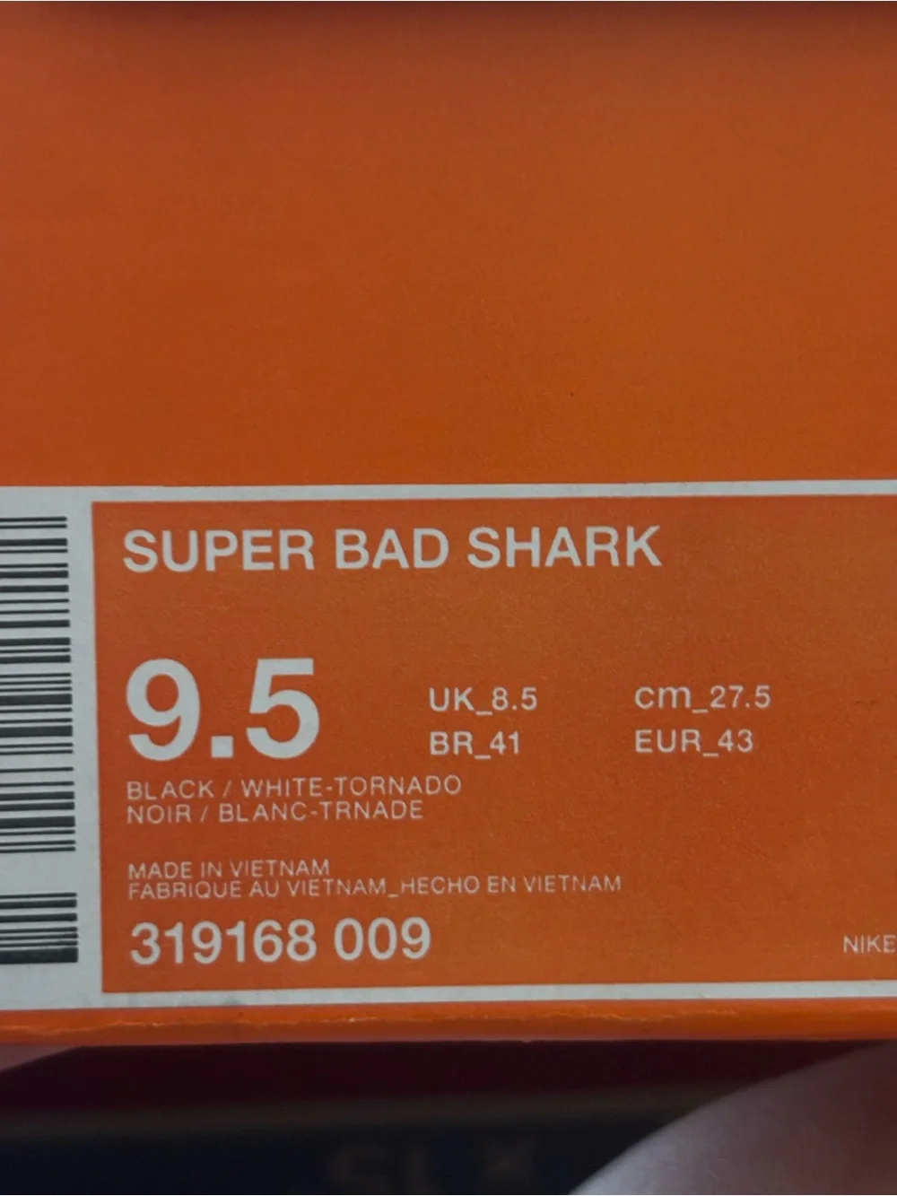 Nike Super Bad Shark Box Label - Orange/White